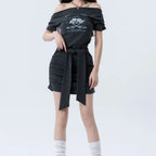Off shoulder printed bodycon dress
