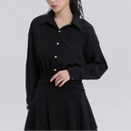 Women's black long sleeve shirt dress
