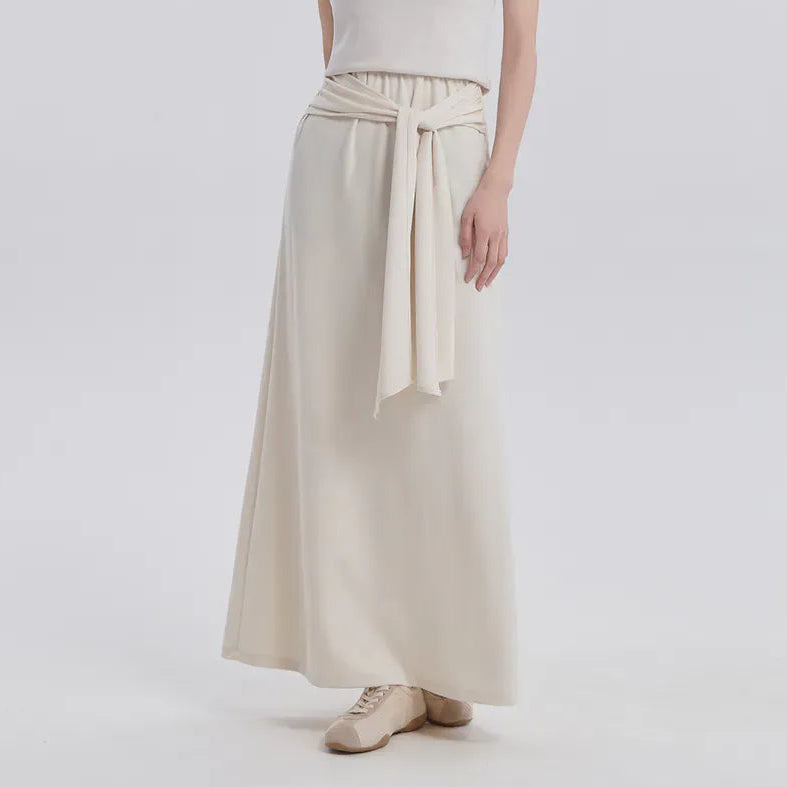 Women's elastic waist wrap style maxi skirt