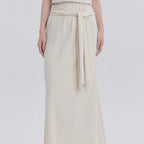 Women's elastic waist wrap style maxi skirt