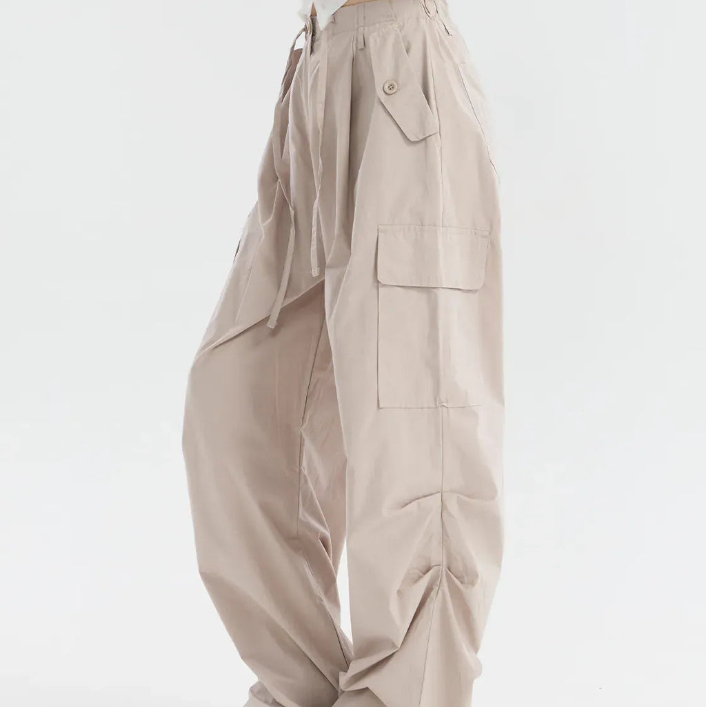 Women's high waisted drawstring cargo pants