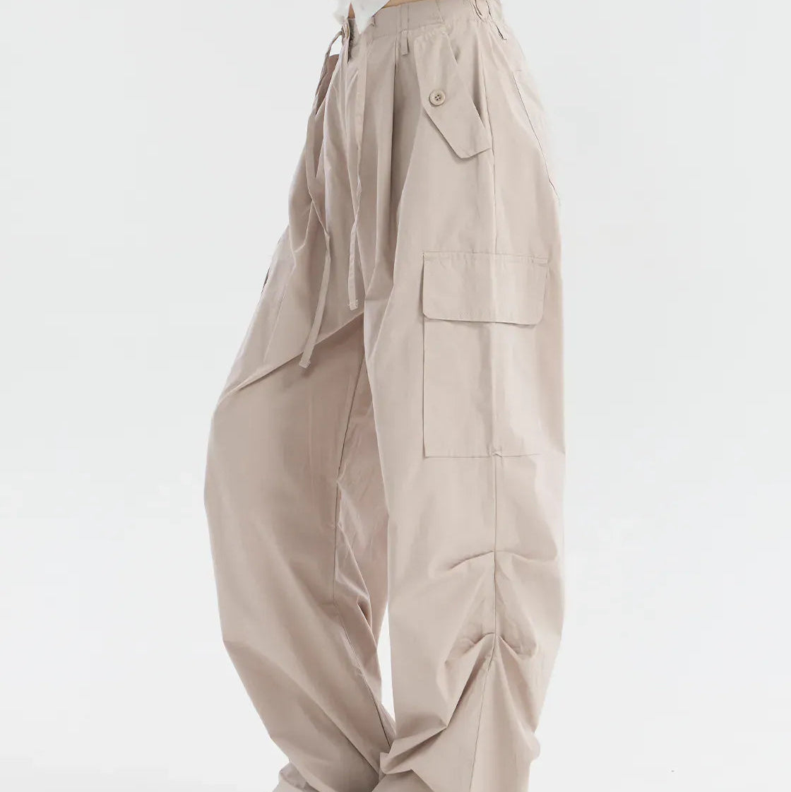 Women's high waisted drawstring cargo pants