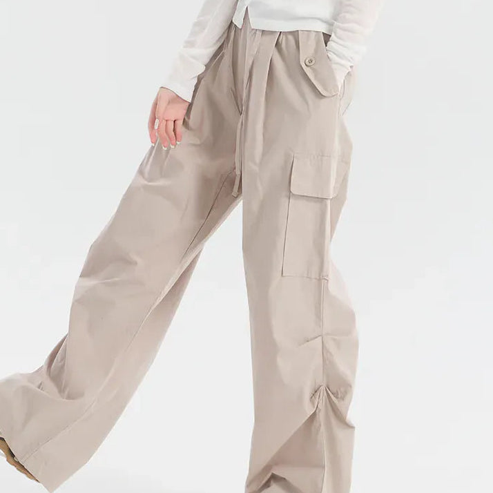 Women's high waisted drawstring cargo pants