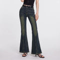 Women's high waisted slim fit kick flare jeans