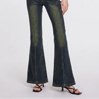 Women's high waisted slim fit kick flare jeans